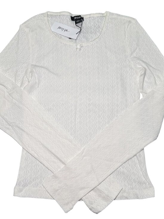 Nasty Gal Tops - NWT Nasty Gal Y2K Coquette Preppy Pointelle Lace Trim Long Sleeve Top Size 4
